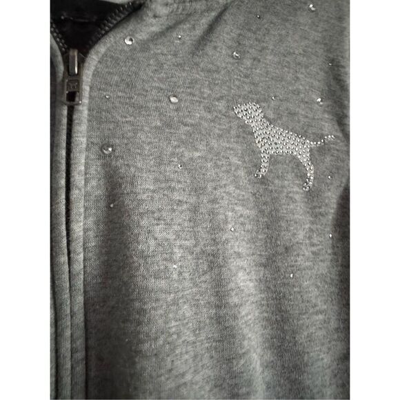 VS pink Full zip up hoodie hooded sweatshirt og y2k vintage bling style icon - Picture 12 of 13